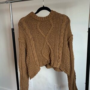 Free People Cutting Edge Cable Knit Cropped Sweater